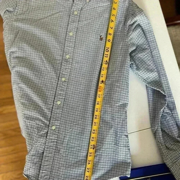 polo ralph lauren long sleeve shirt xl Flesh Pony Blue Plaid 100% Cotton Casual - Picture 9 of 9
